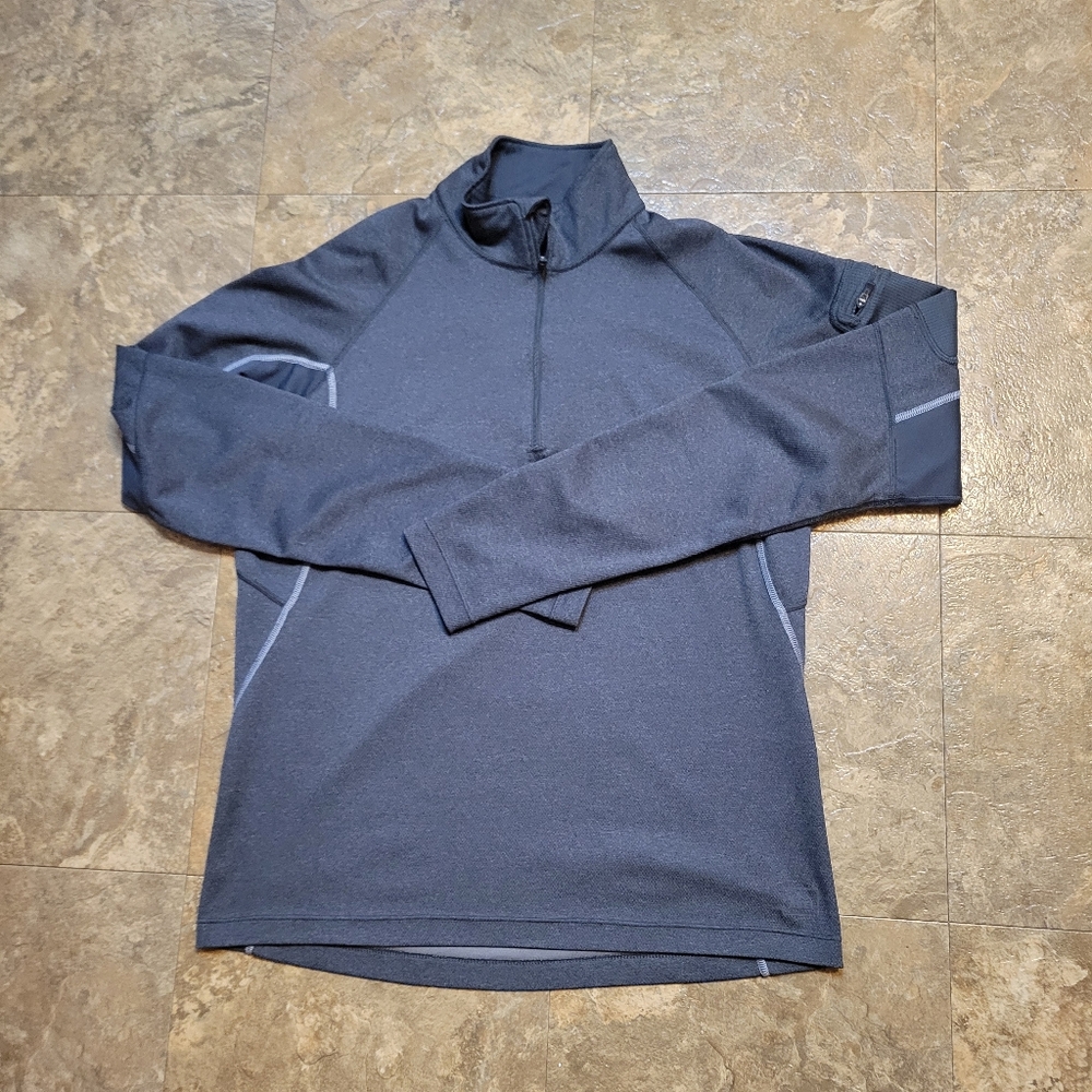 REI Athletic Shirt Mens Medium Gray 1/4 Zip LS Mock Neck Running Hiking
